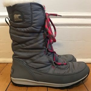 Gray and pink laced Sorel Winter Boots Great Shape